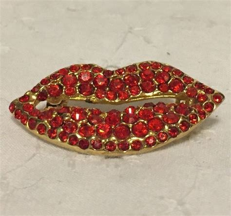 red lips rhinestone crystals brooch pin love kiss unbranded rhinestone lips crystal brooch