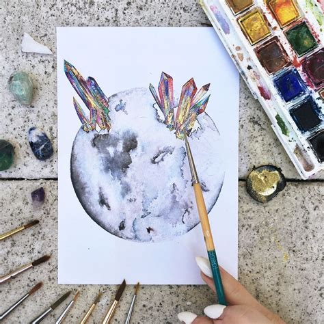 I Watercolor Healing Moons And Crystals To Bring Light To Our Broken