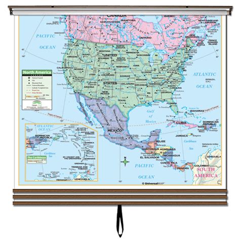 Us Primary Classroom Wall Map On Roller W Backboard E