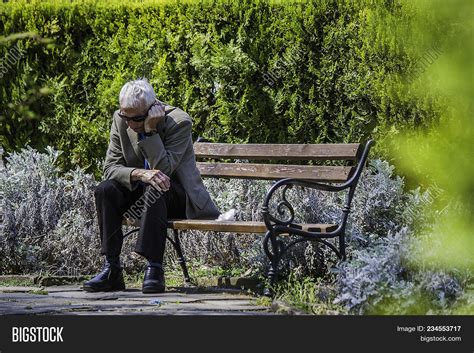 Elderly Man Sitting Image And Photo Free Trial Bigstock