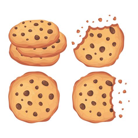 Premium Vector Chocolate Chips Cookies Vector Set Illustration