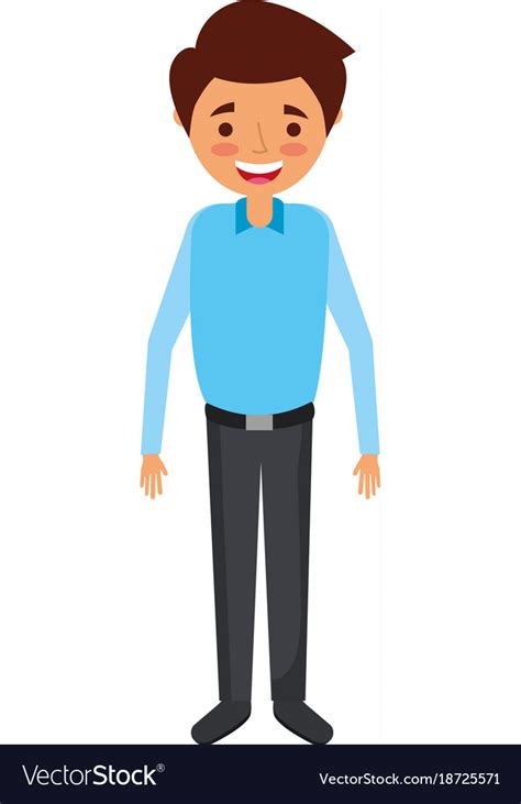 Young Man Happy Smiling Standing Cartoon Vector Image