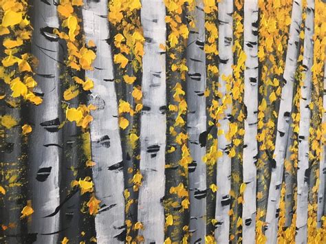 Large Original Yellow Birch Tree Abstract Painting Aspen Etsy