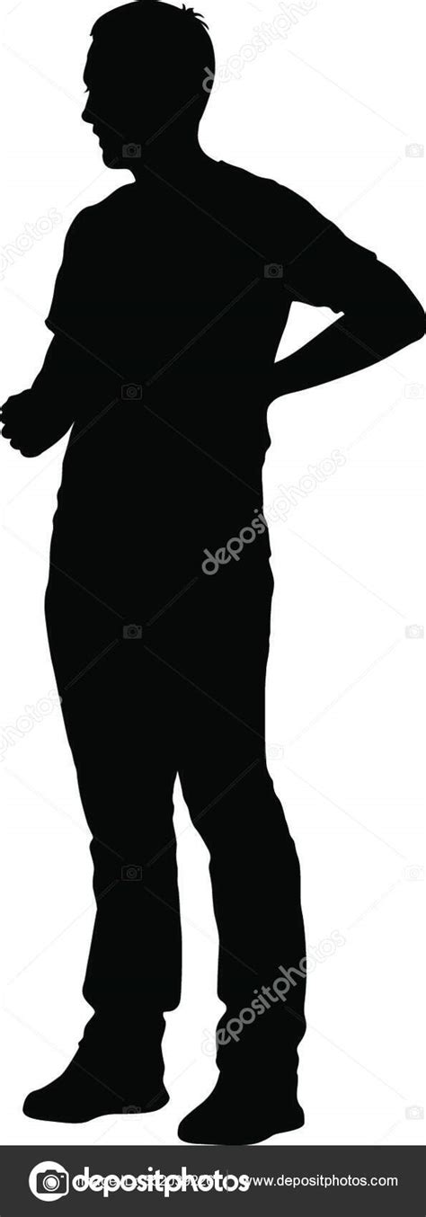 Black Silhouettes Man White Background Vector Illustration Black