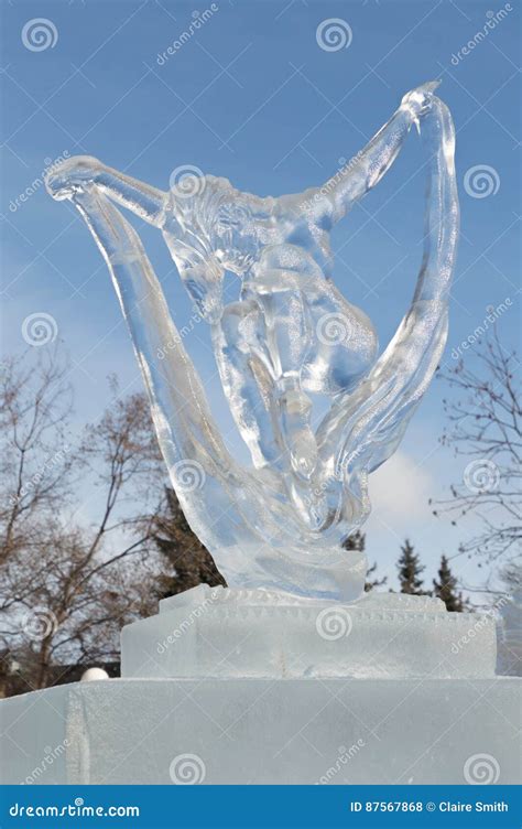 Woman Dancer Ice Sculpture At Ottawa`s Winterlude Editorial Stock Photo