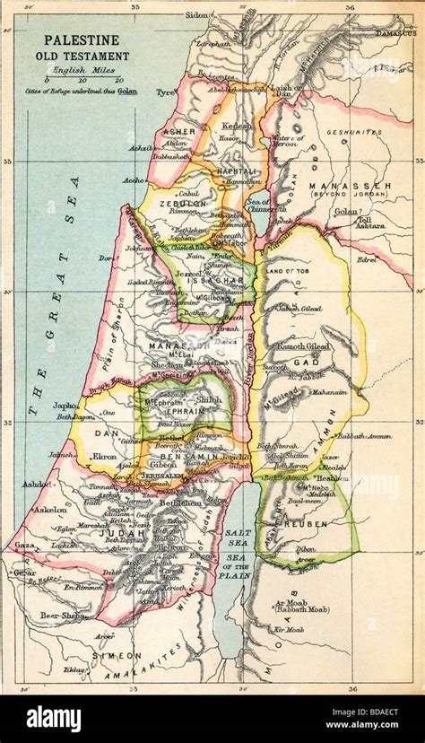 Mapa De Palestina Como Se Describe En El Antiguo Testamento Fotografía