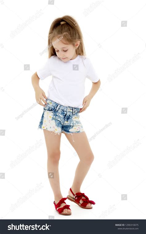 Beautiful Little Girl Short Shorts Pure Stock Photo 1290310075