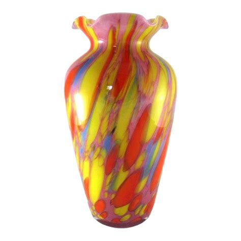 Vintage Hand Blown Multi Colored Glass Vase By Lavorazione Arte Murano Chairish