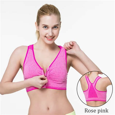 Womens Zipper Sport Bra Nylon Push Up Yoga Bra Running Jogging Fitness Top Breathable Yoga Tops