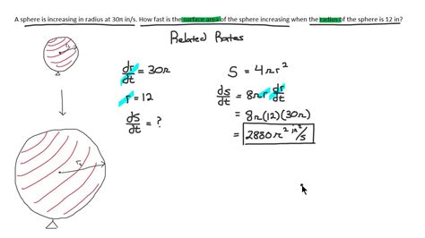 Calculus I Related Rates Surface Area And The Sphere Youtube