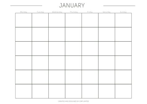Black Minimalist No Date Monthly Calendar Printable Calendar Etsy