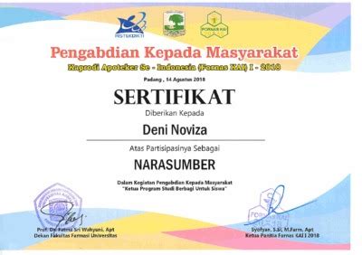 Sertifikat Narasumber Fornas Document Repository Universitas Andalas