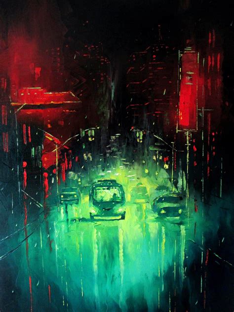 City Oil Painting Original Cyberpunk Painting Cyberpunk Art Etsy In