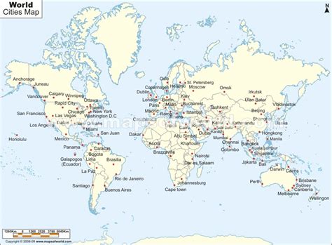 World Map Showing Capital Cities