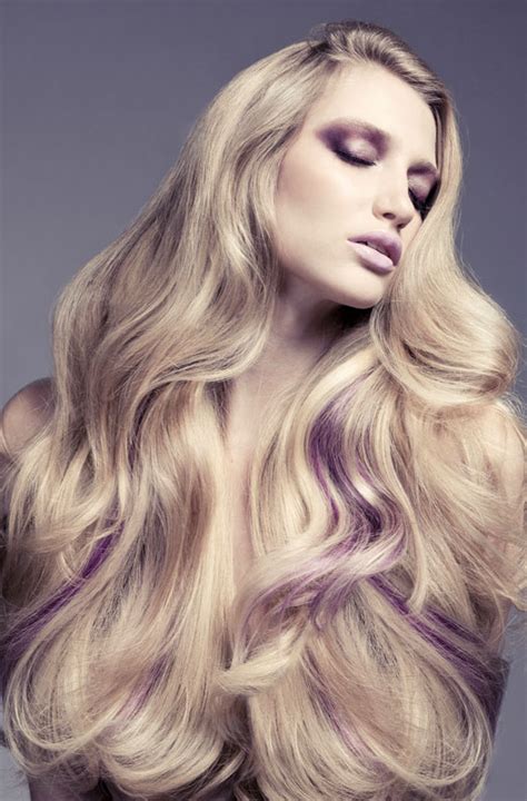 Fancy Long Blonde With Purple Streaks Hair Colors Ideas