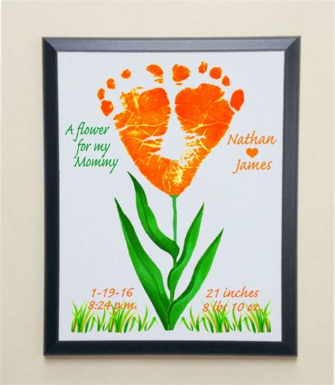 Baby Footprints Flower Plaque Using Actual Prints Baby Etsy In 2021