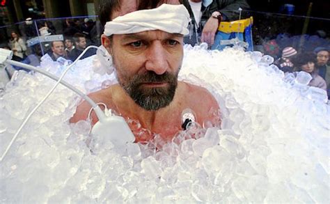 Cold Showering Bath And Swimming Using The Wim Hof Method Taking An Ice Bath And Swimming In