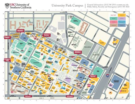 University Of Southern California Campus Map University Park Los