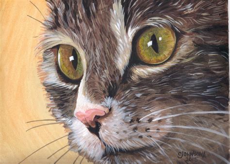Indie Cat Acrylic Painting By Cheryl Johnson