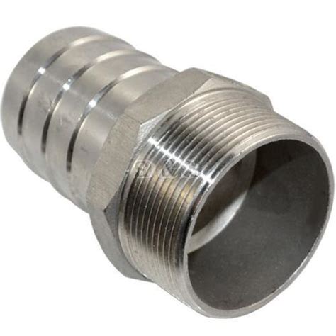 2 Male Thread Pipe Fitting X 50mm Barb Hose Tail Connector Stainless