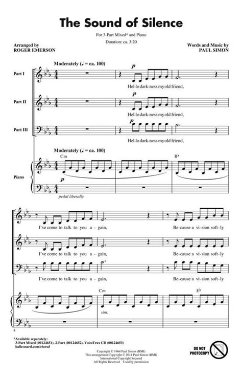 The Sound Of Silence Paul Simon Noten Für Gemischten Chor