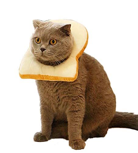 Komii Pet Costume，creative Toast Cat Headdress Soft Bread Slice Collar