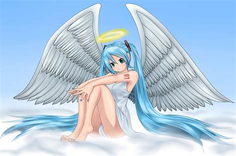 Wallpaper Illustration Anime Girls Wings Angel Vocaloid Hatsune