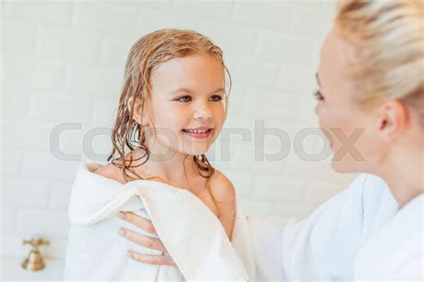 Mother And Daughter After Bath Stock Image Colourbox