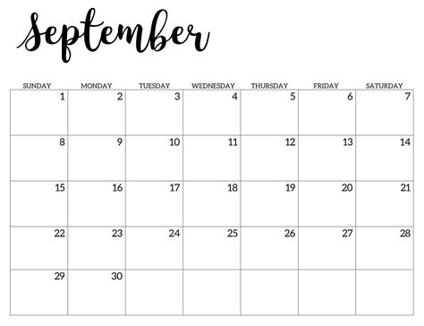 Editable Calendar For September 2019 Calendar Printables September