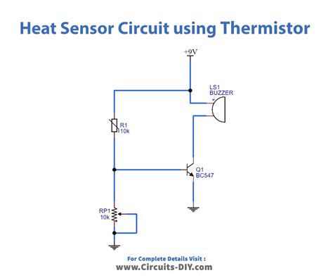 Heat Sensor Circuit Using Thermistor And Bc547 Transistor