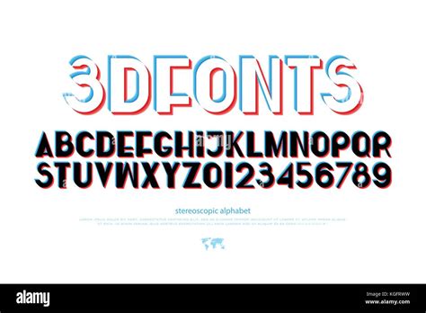 Stereoscopic Alphabet Letters And Numbers Vector 3d Effect Font Type