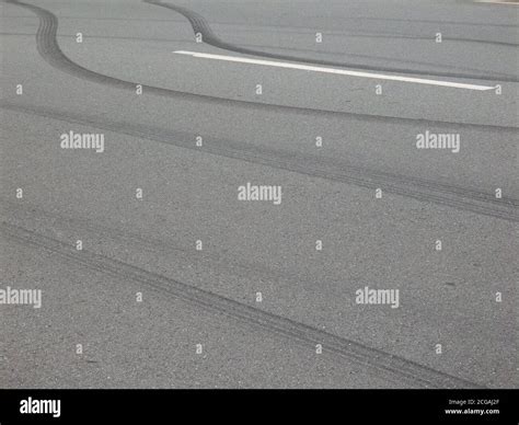 Reckless Driving Car Tyre Skid Marks On A Road Stock Photo Alamy