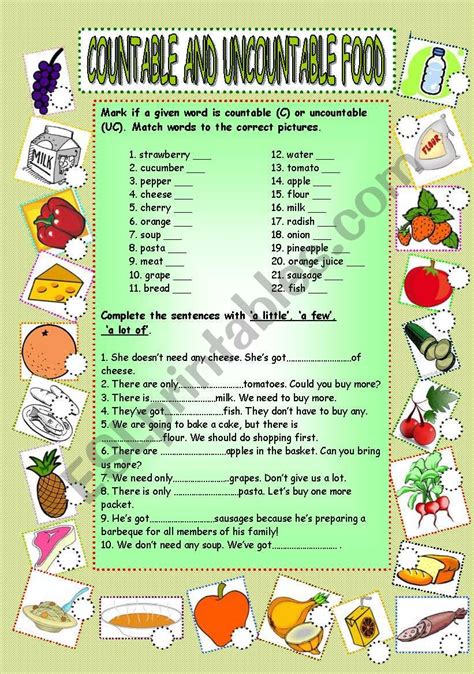 Food Countable And Uncountable Nouns Quantifiers Worksheets Nouns The Best Porn Website