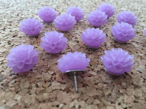 Flower Purple Flower Push Pins Set Of 25 Etsy Flower Magnets