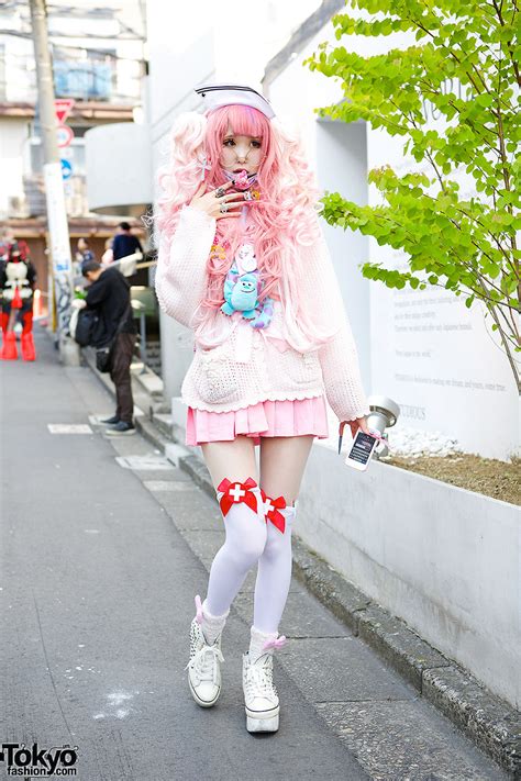 Pink Hair Pink Fashion Amazing Nails And Knee Socks In Harajuku