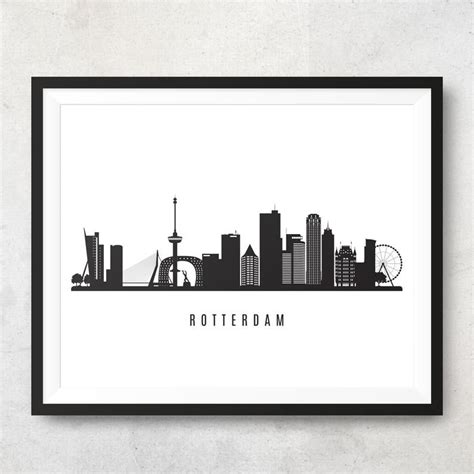 Rotterdam Skyline Printable Rotterdam Netherlands Black | Etsy in 2021 | Rotterdam skyline ...