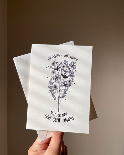Aesthetic Botanical Greeting Card You Deserve The Etsy