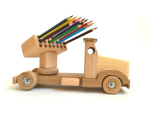 Wood Toy For Kids Pencil Holder Wooden Truck Learning Toy Etsy