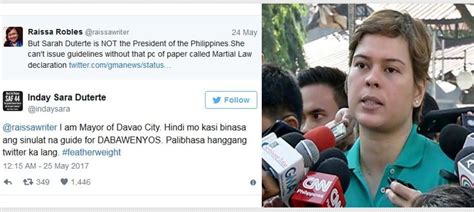 Mayor Sara Duterte Burns Raissa Robles Palibhasa Hanggang Twitter Ka Lang Phil News Xyz