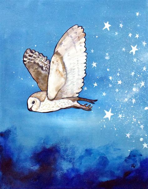 Reserved For Rose Starry Night Sky Barn Owl Storybook Wall Art Etsy