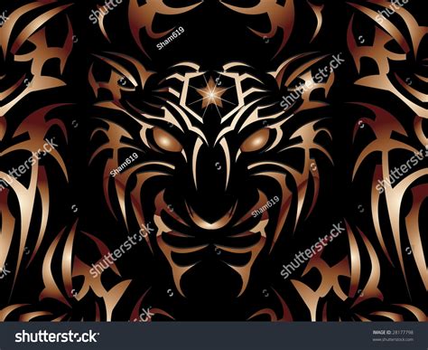 Fierce Glowing And Golden Tiger Tattoo Stock Photo 28177798 Shutterstock
