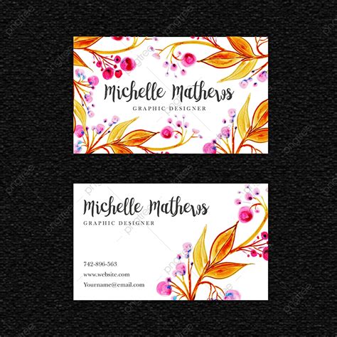 Watercolor Floral Business Card Template Template Download On Pngtree