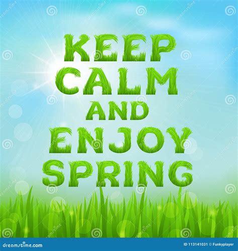 Keep Calm And Enjoy Spring Poster Spring Inscription Made Of Grass