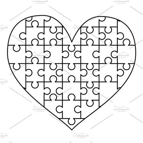 Free Printable Heart Puzzle Template - Amanda Gregory's Coloring Pages