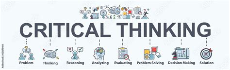 Critical Thinking Banner Web Icon For Problem Solving Creative Thinking Reasoning Analyzing