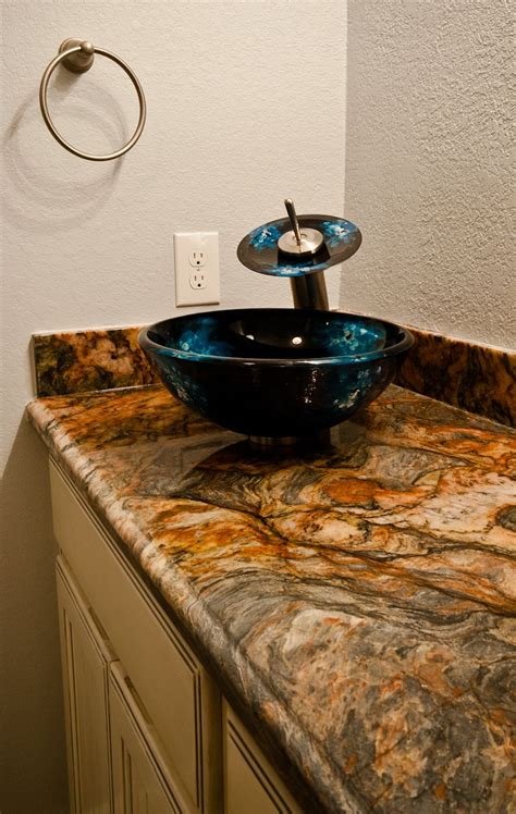 What to consider when buying a bathroom sink. The coolest sink ever. A blue glass vessel bowl sink ...