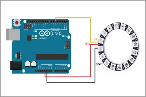 Rgb Color Ring Led Ws2812 With Arduino Uno Code And Connection Diagram