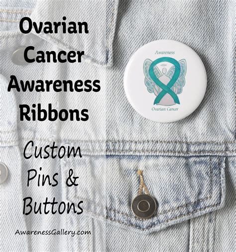 Teal Ovarian Cancer Awareness Ribbon Custom Buttons And Pins