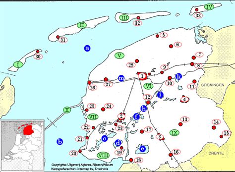 Kaart Friesland Topografie Vogels