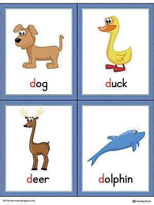 letter  words  pictures printable cards dog duck